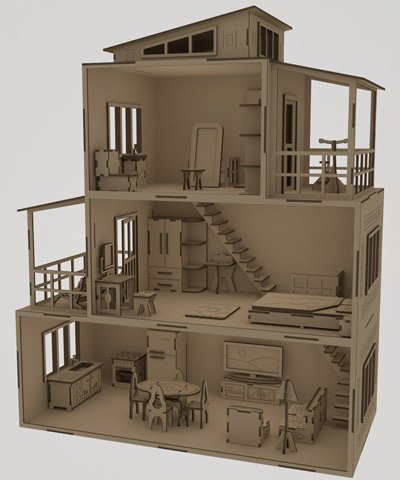 co2 laser cutting machine toy house sample